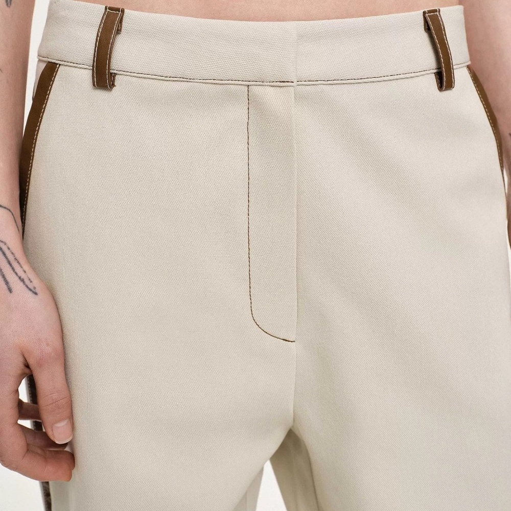 Source Unknown Co-Ords-Leather-Trimmed Pants, Can… - image 3